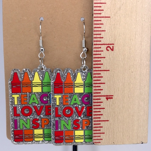Teacher Style Sparkling Dangle Earrings Acrylic Fashion Jewelry - Picture 2 of 2